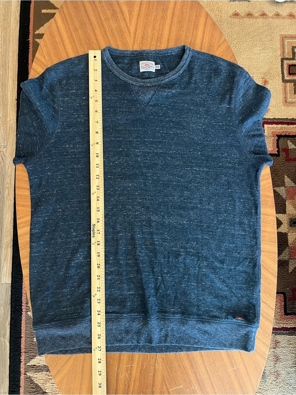 Faherty Men's Navy Heather Crewneck Sweater / M